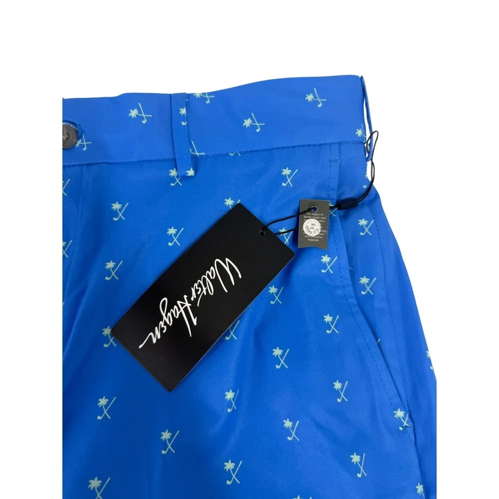Walter Hagen Perfect 11 Golf Shorts Palm Clubs Print Sea Blue Size 42 New 10